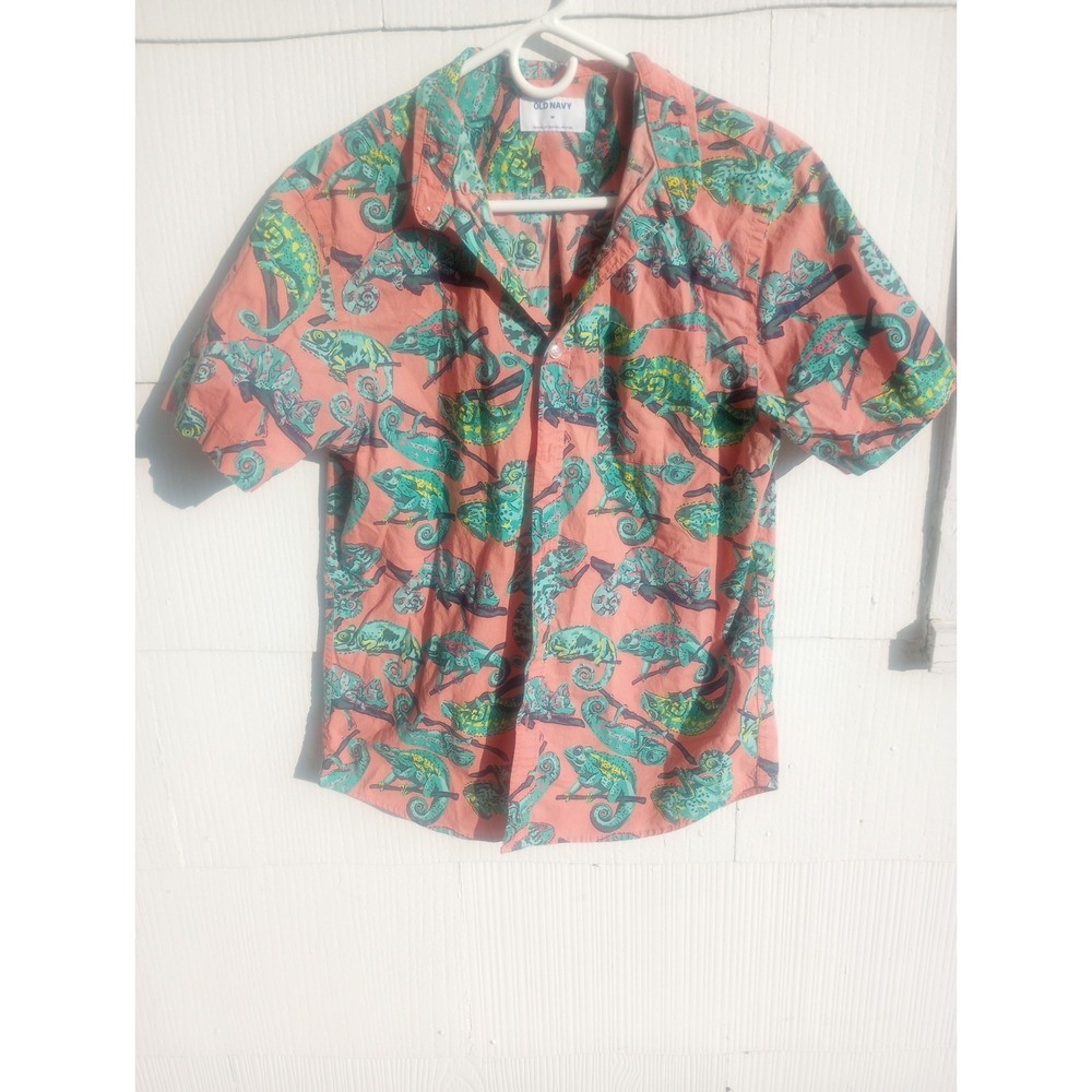 Old Navy Peachy Chameleon‎ All Over Print Medium Button Up Short Sleeve